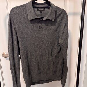 Banana Republic Knit Long Sleeve Polo - gray
